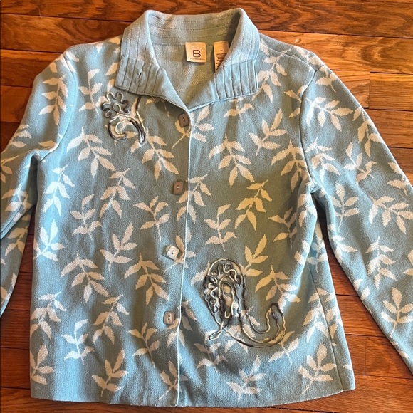 Belongings Sweaters - Vintage CottageCore Belongings  Blue Floral Button-Up Cardigan